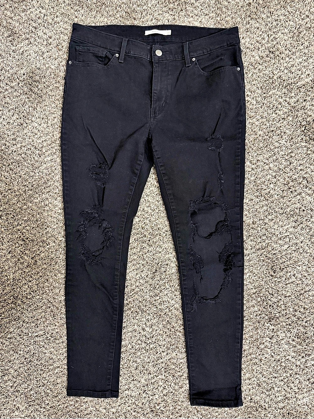 Levi’s 711 Distressed Black Skinny Jeans Waist 32